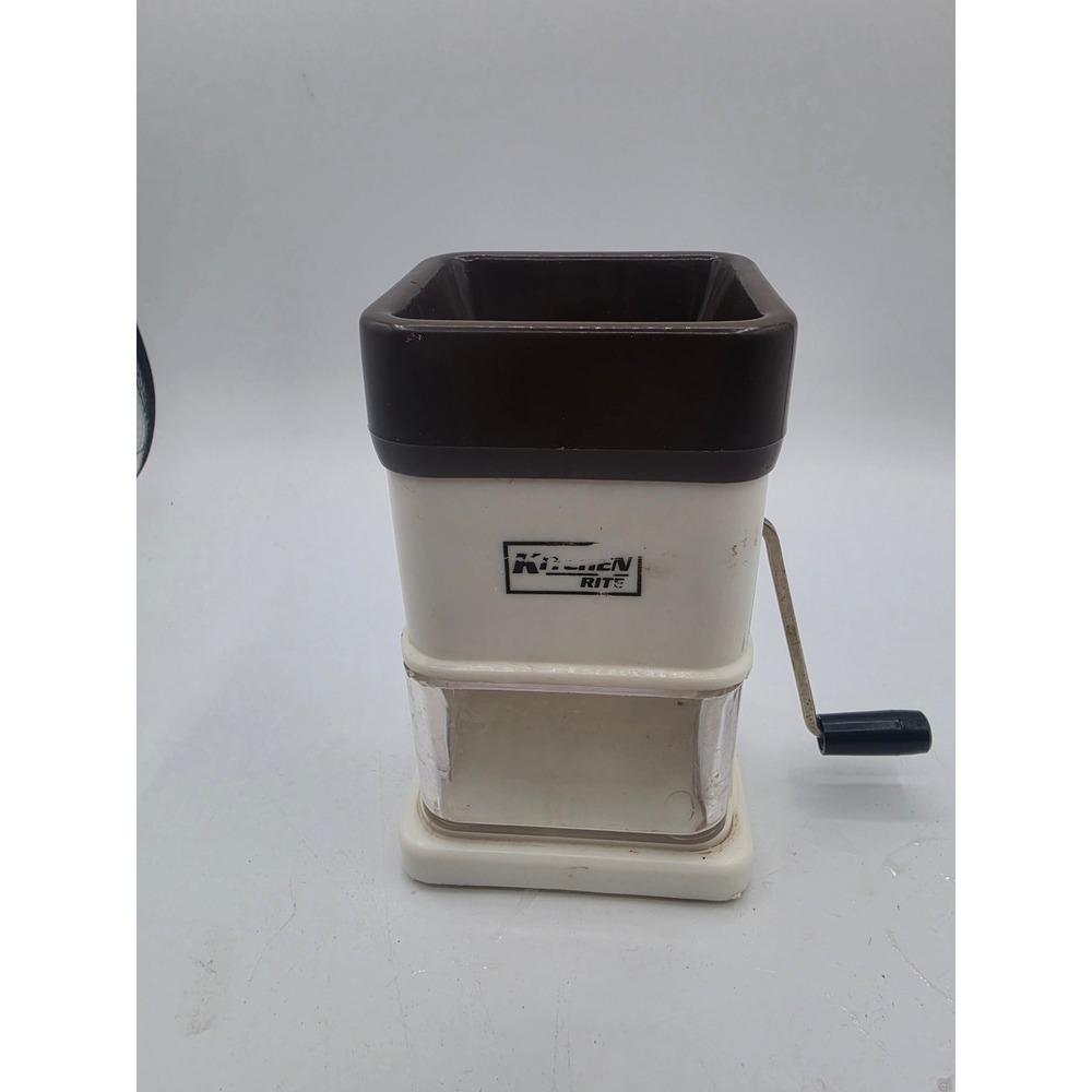 Kitchen Rite Manual Nut Vegetable Chopper Hand Crank Cream Brown Vintage Style